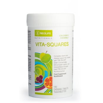 „Vita-Squares“ yra specialiai vaikams sukurtas maisto papildas, kurio sudėtyje yra 18 svarbiausių vitaminų ir mineralų, lipidų bei sterolių. Puikaus skonio, be dirbtinių dažiklių, kvapiųjų medžiagų, saldiklių ir konservantų.